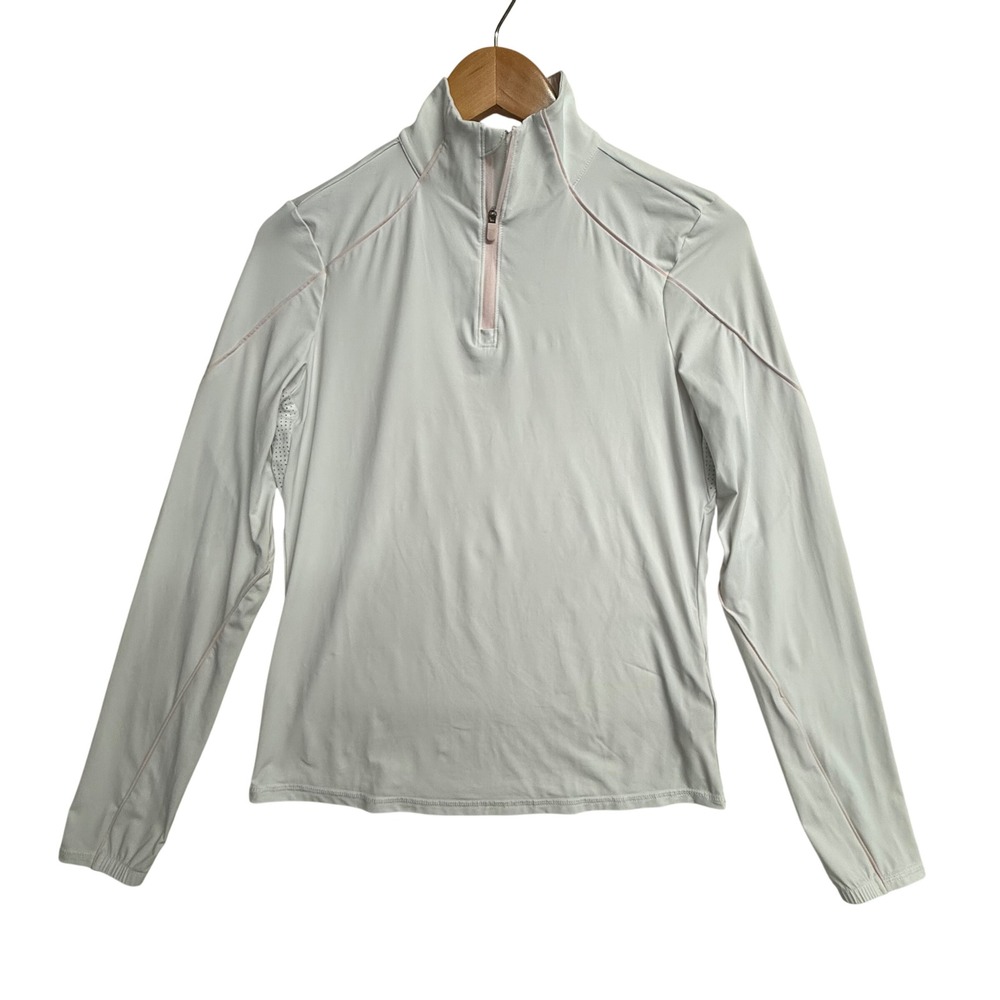 G/FORE G4LF23K868C Womens XS Golf 1/4 Zip Pullover‎ Snow White Pink Stretch Top